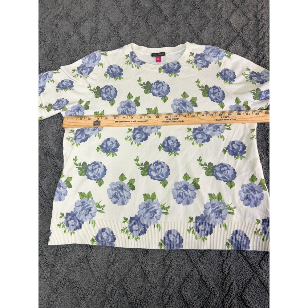 Vince Camuto Women's XL Floral Short Sleeve Sweater Blue White - Picture 4 of 8